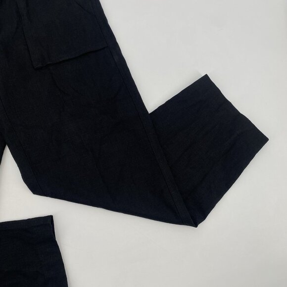 J. Crew Size 00 Seaside Cargo Pants Black High Waist Linen-TENCEL Lyocell Blend - Picture 7 of 16